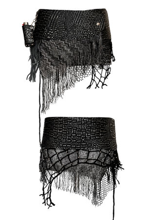 BELTED MINI — BLACK CROC / NIGHT SWIM
