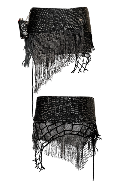 Load image into Gallery viewer, BELTED MINI — BLACK CROC / NIGHT SWIM
