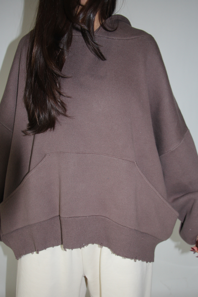 Load image into Gallery viewer, Slouchy Knit Hoodie in Truffle
