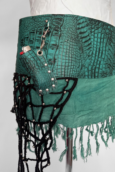 Load image into Gallery viewer, BELTED MINI — TEAL CROC / ABYSS
