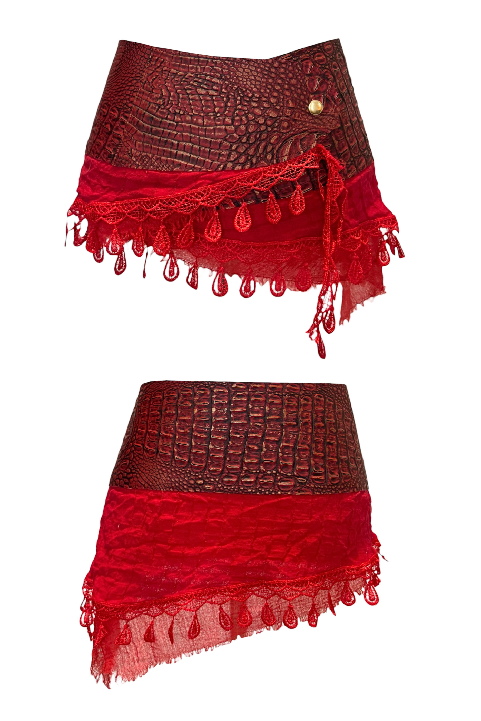 BELTED MINI — RED CROC / FRINGE