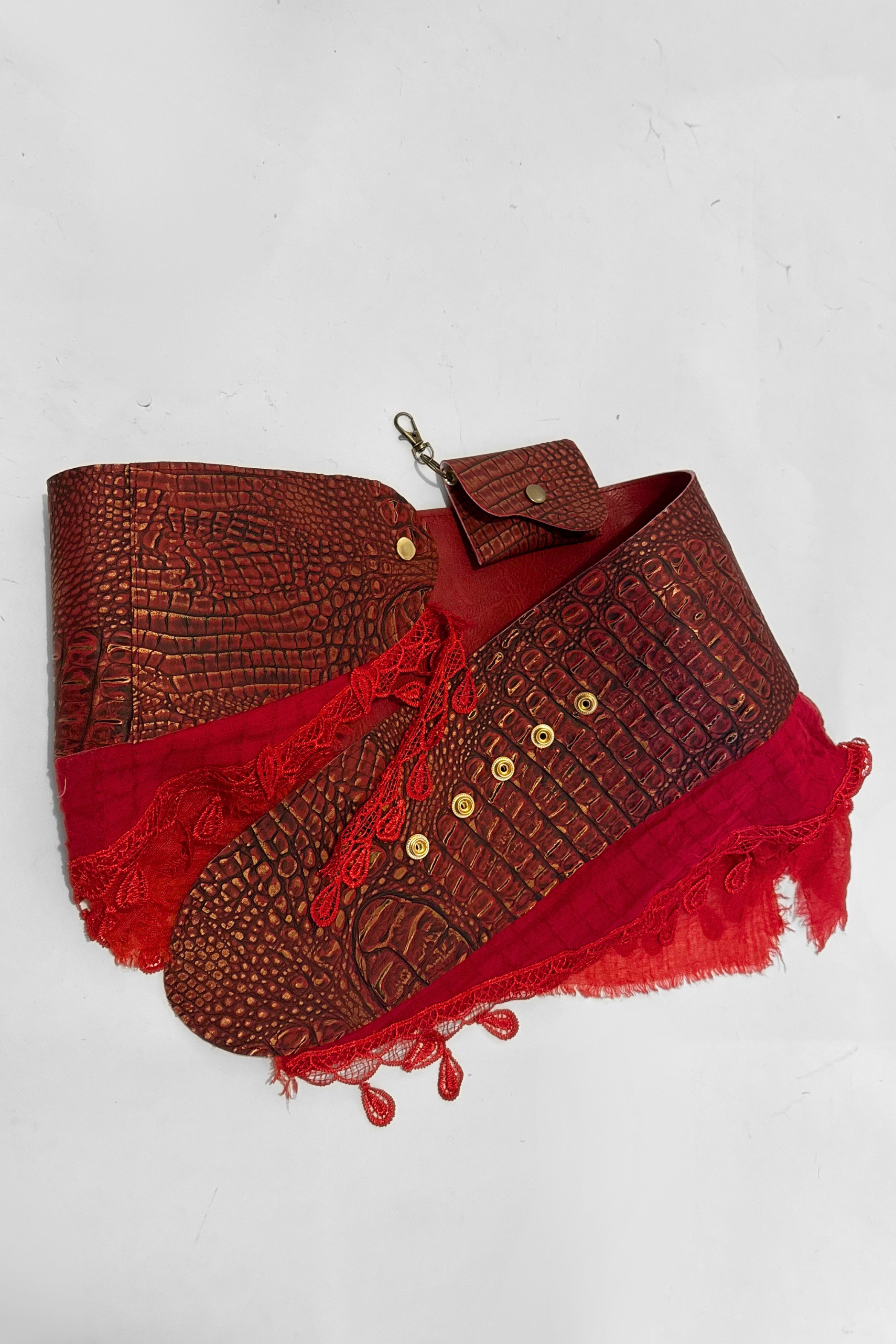 BELTED MINI — RED CROC / FRINGE