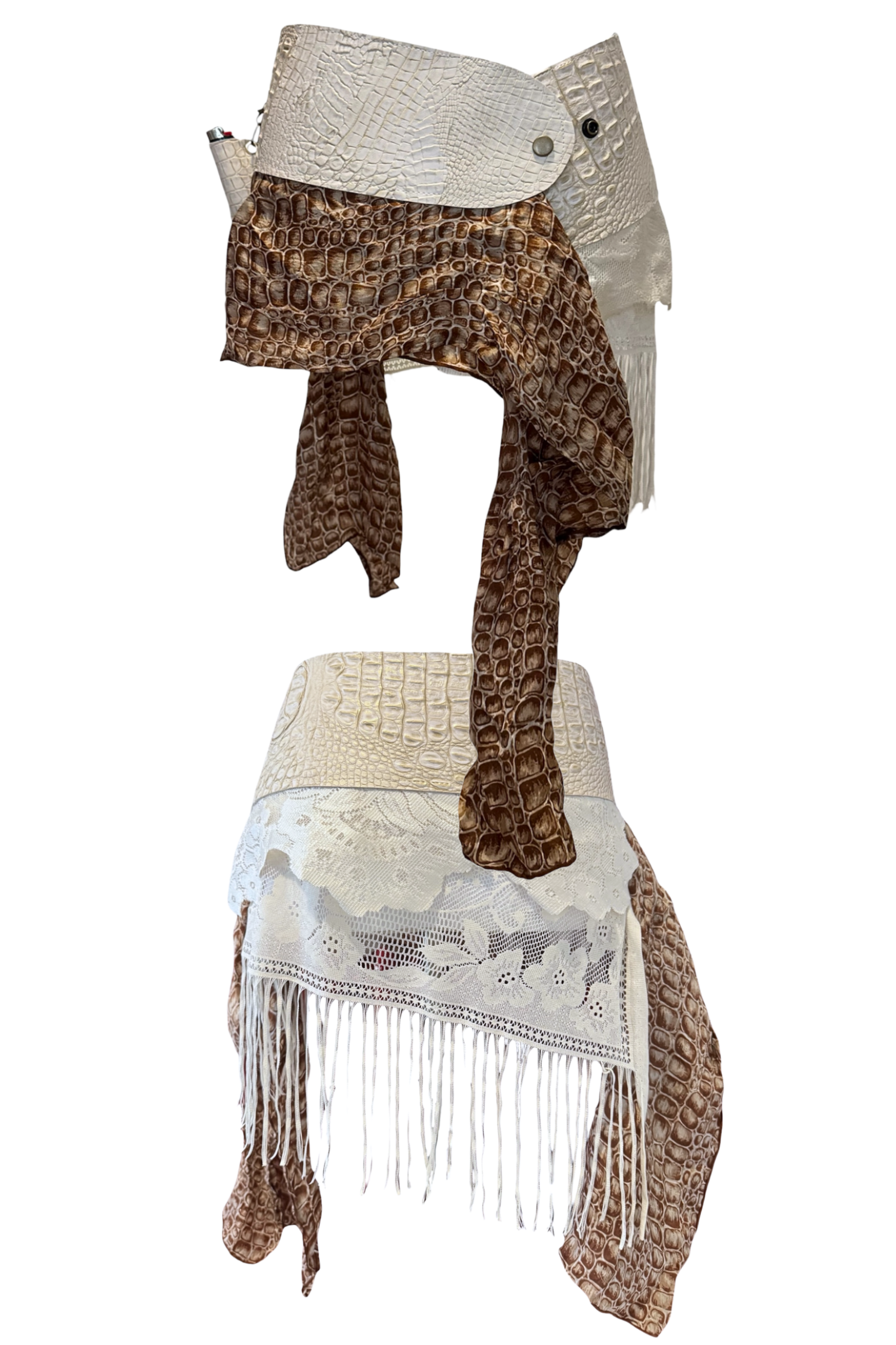 BELTED MINI — IVORY CROC DRAPE