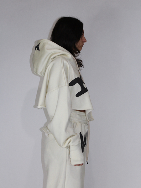 Load image into Gallery viewer, NY Cut-off Hoodie in Bone
