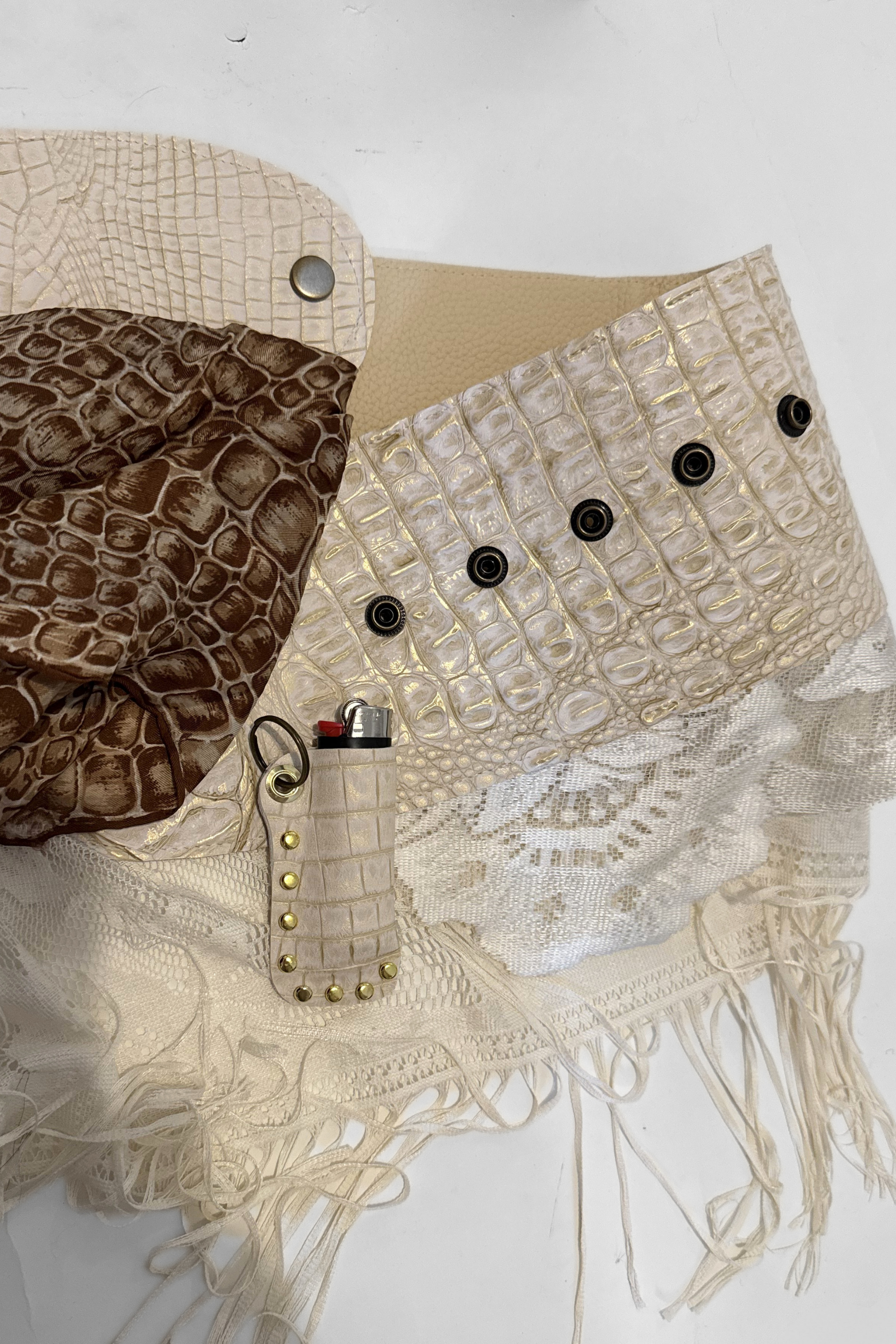 BELTED MINI — IVORY CROC DRAPE