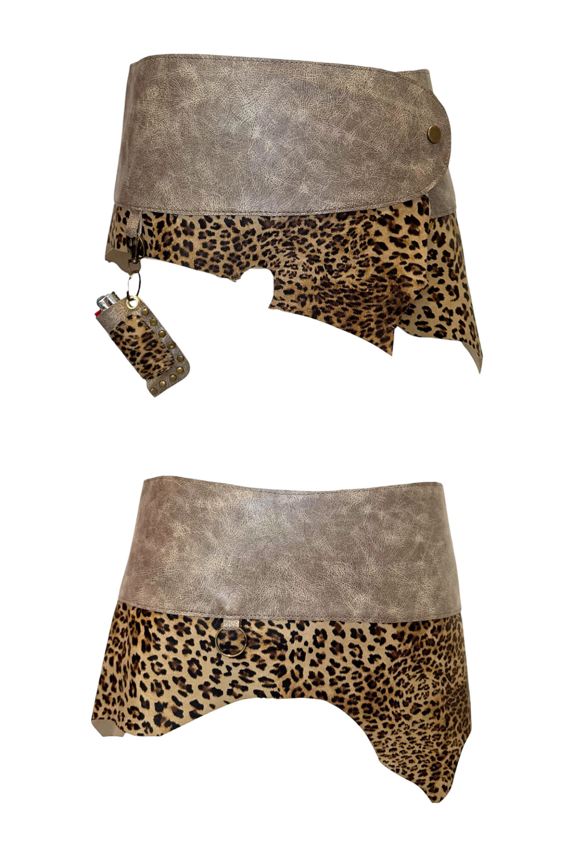 BELTED MINI — LEOPARD LAMBSKIN