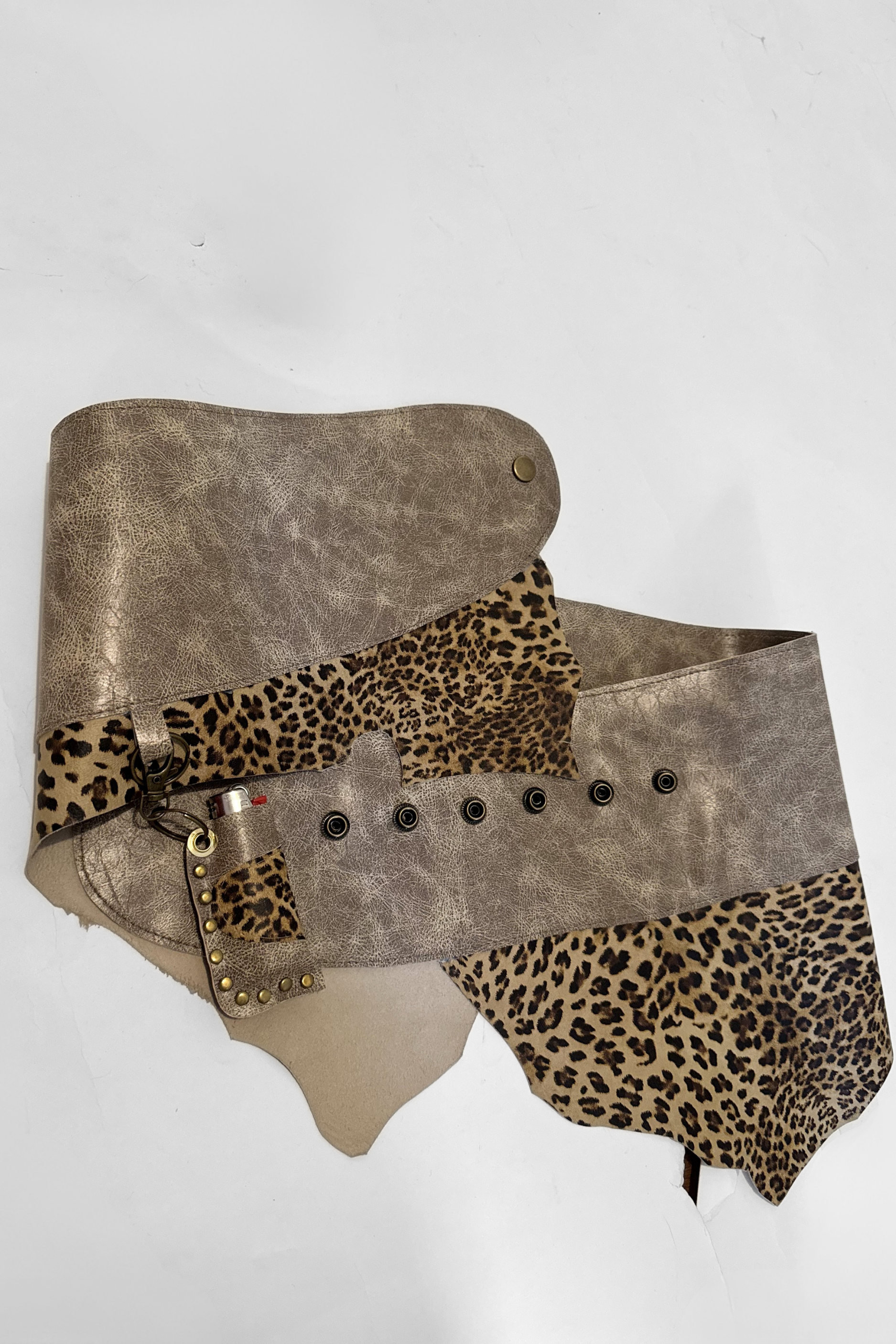 BELTED MINI — LEOPARD LAMBSKIN