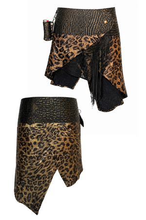 BELTED SKIRT — BLACK CROC / AFTER DARK