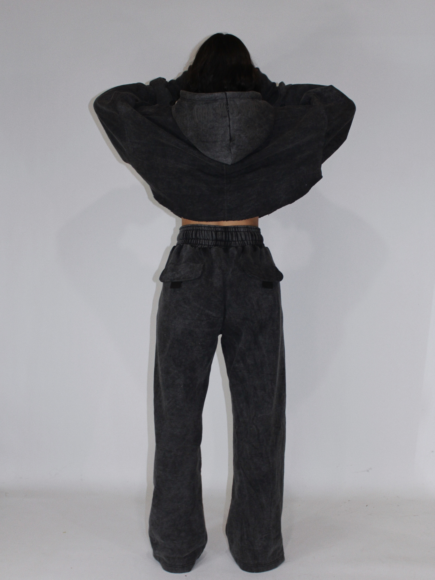 Straight Leg Sweats in Washed Black