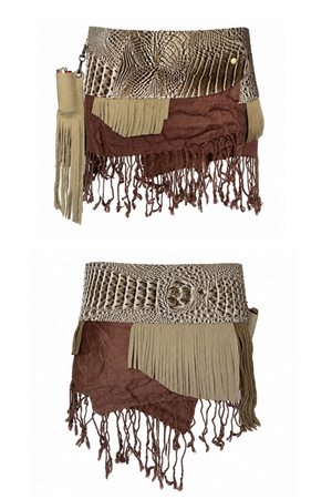 BELTED MINI — TAUPE CROC / LEATHER FRINGE