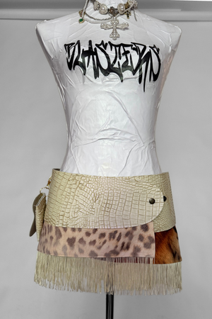 BELTED MINI — IVORY CROC / MIXED PRINT