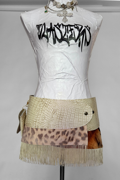 Load image into Gallery viewer, BELTED MINI — IVORY CROC / MIXED PRINT
