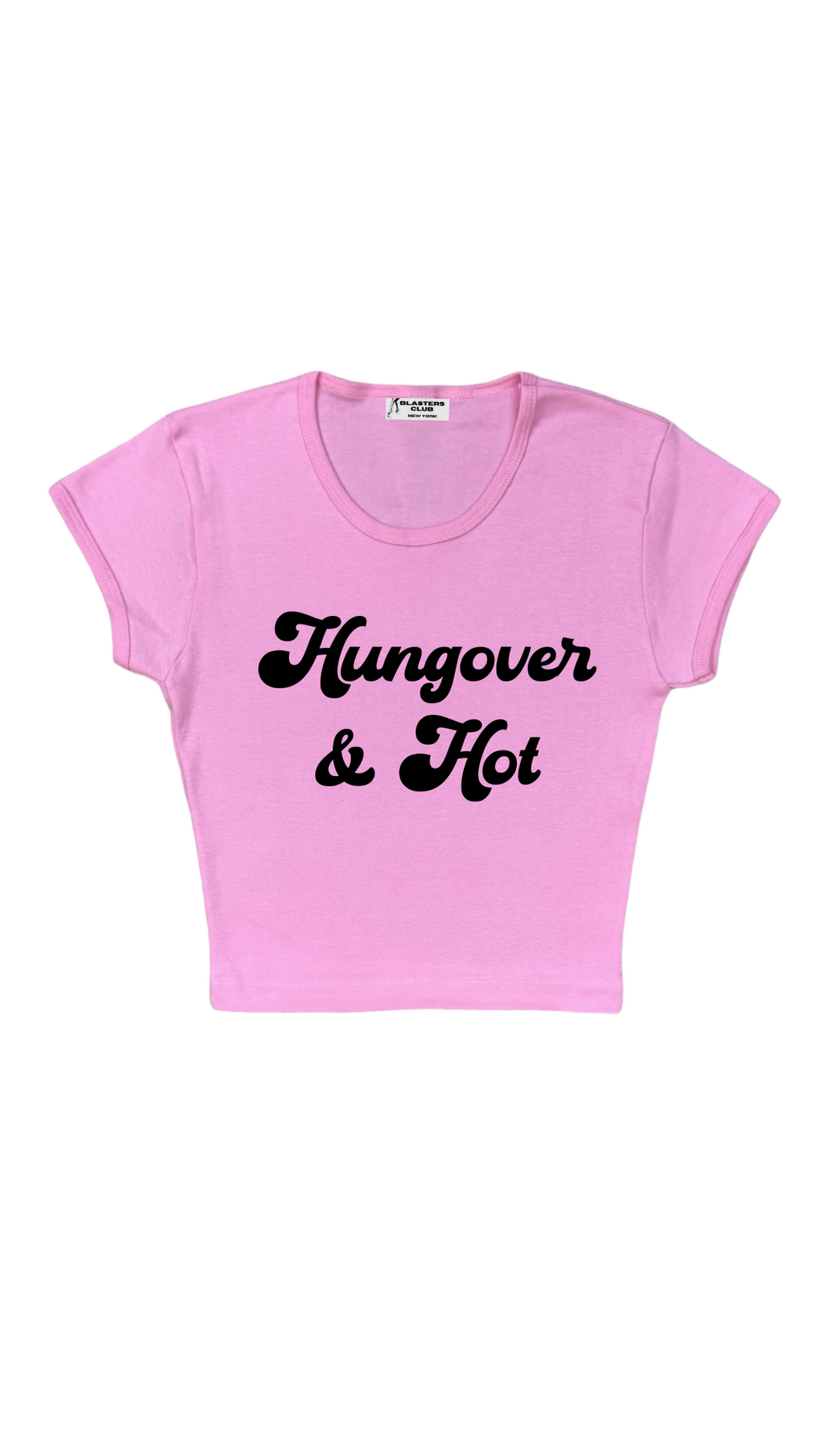 Hungover & Hot Crop Baby Tee in Pink