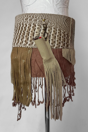 BELTED MINI — TAUPE CROC / LEATHER FRINGE