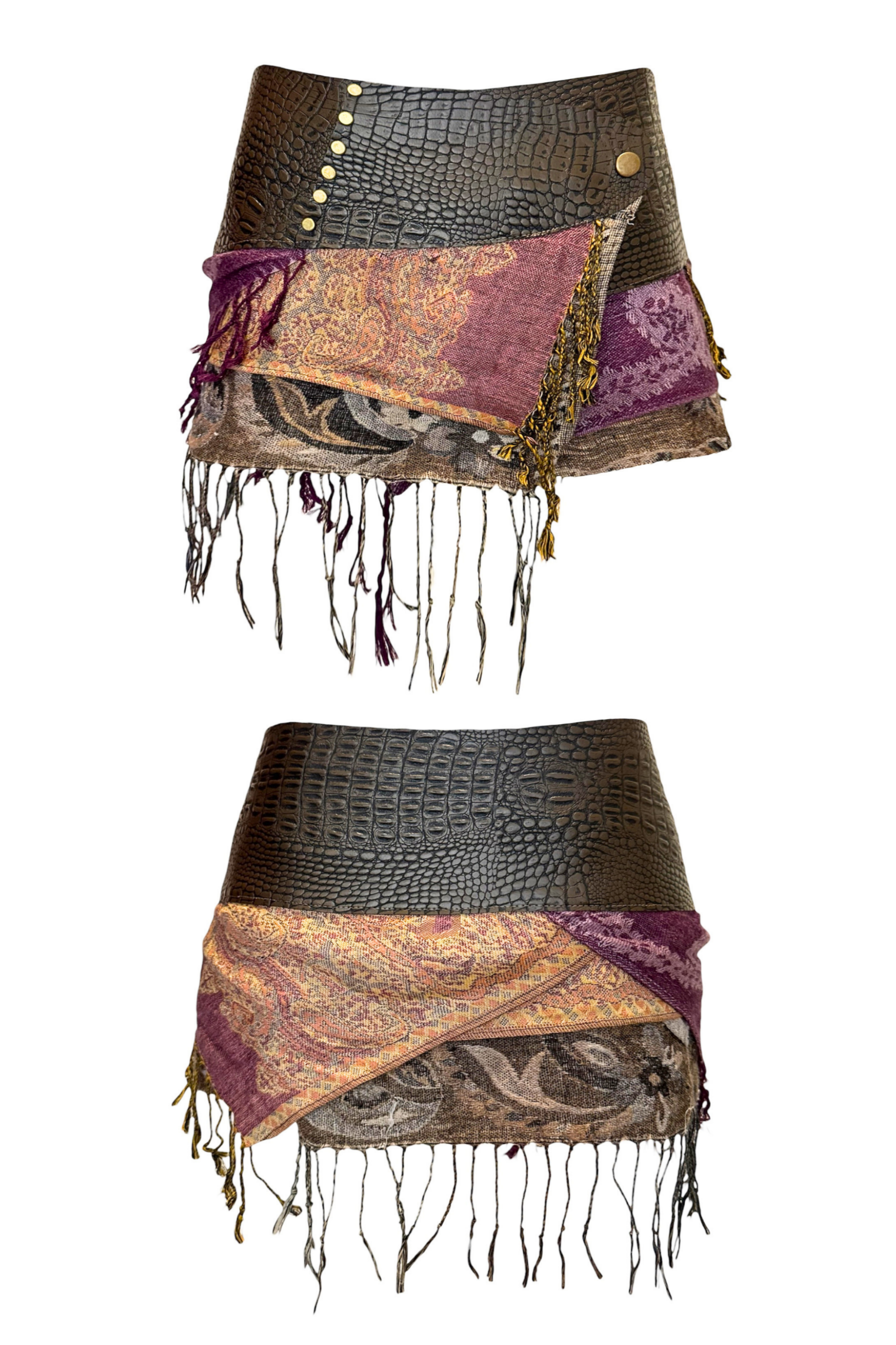 BELTED MINI — BROWN CROC / PLUM