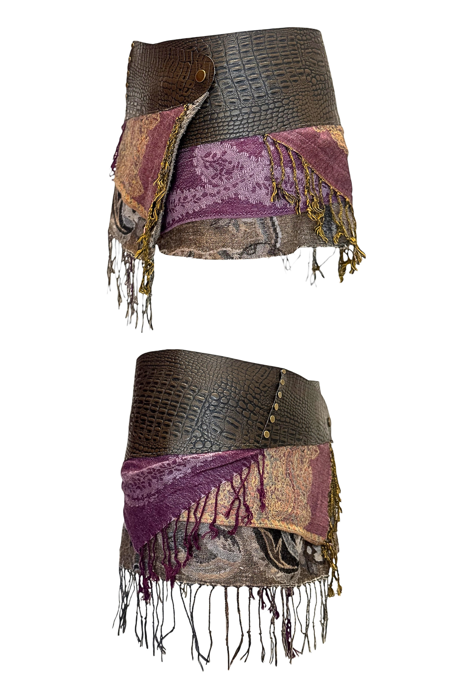 BELTED MINI — BROWN CROC / PLUM