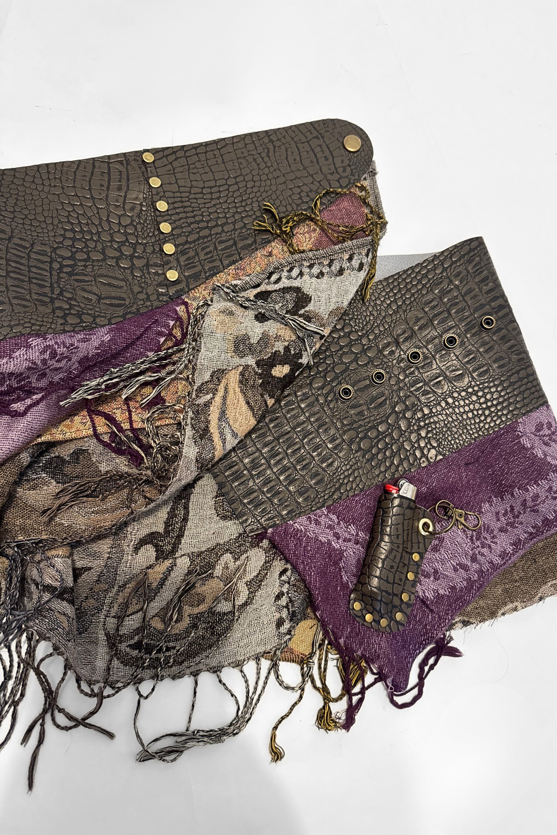 BELTED MINI — BROWN CROC / PLUM