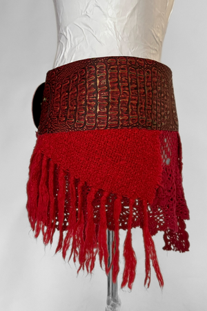 BELTED SKIRT — RED CROC / RED ROOM