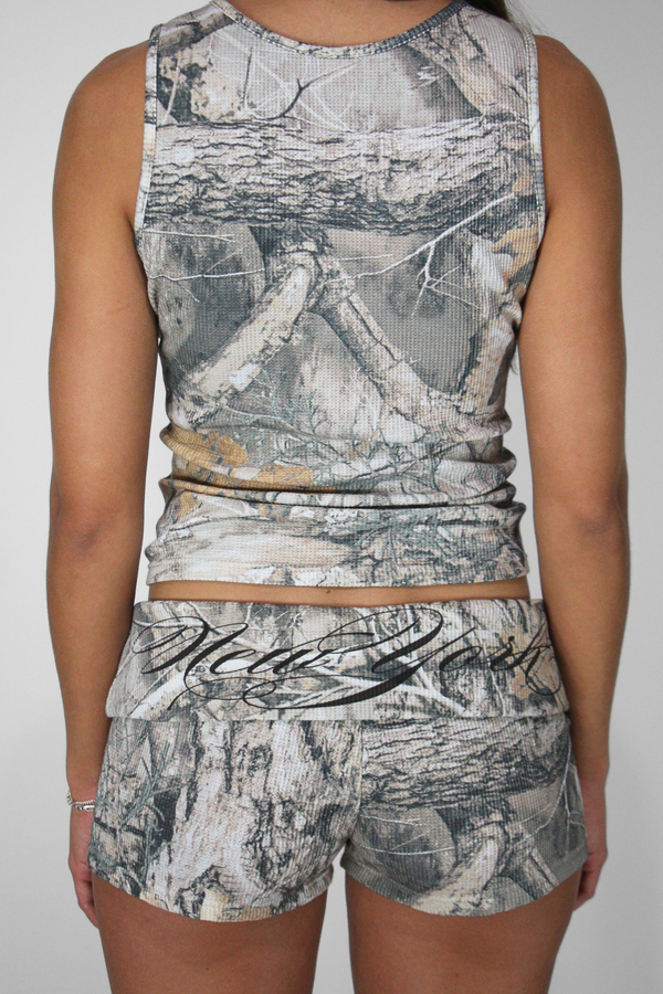 Waffle Knit Mini Short in Camo