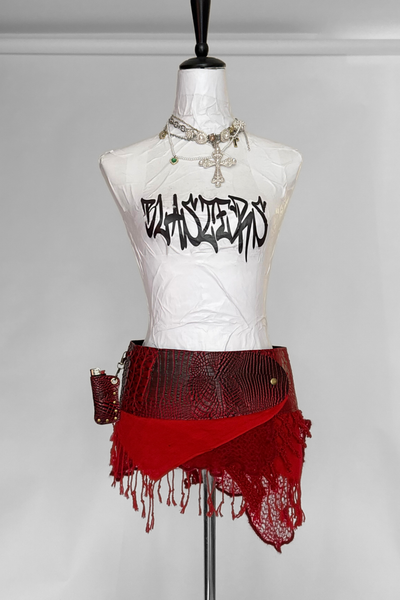 Load image into Gallery viewer, BELTED MINI — RUBY CROC / ROSÉ
