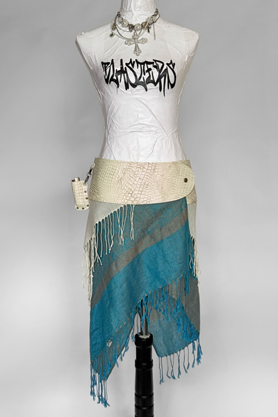 Load image into Gallery viewer, BELTED SKIRT — IVORY CROC / OUT EAST
