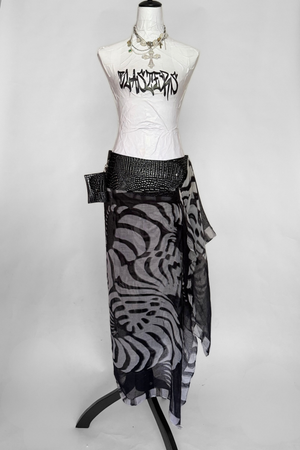BELTED MINI — BLACK CROC / MIDNIGHT DRAPE