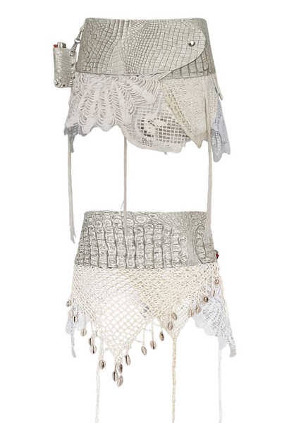 Load image into Gallery viewer, BELTED MINI — WHITE CROC / PEARL
