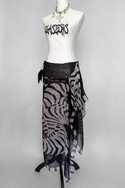 Load image into Gallery viewer, BELTED MINI — BLACK CROC / MIDNIGHT DRAPE
