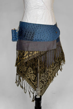 BELTED SKIRT — BLUE CROC / FORTUNE