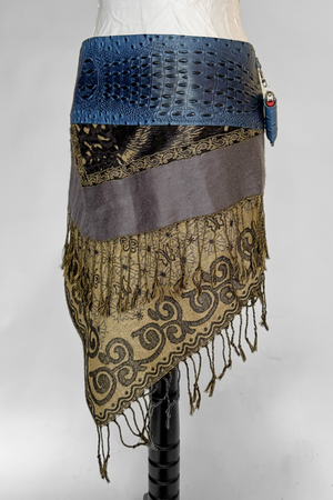 BELTED SKIRT — BLUE CROC / FORTUNE