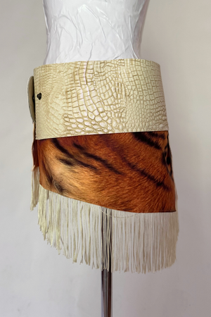 BELTED MINI — IVORY CROC / MIXED PRINT
