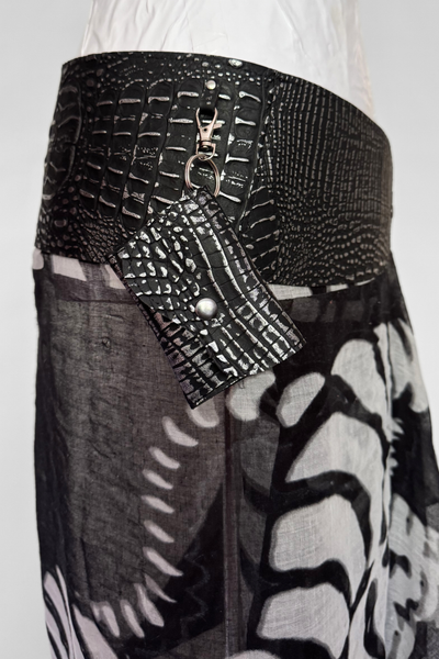 Load image into Gallery viewer, BELTED MINI — BLACK CROC / MIDNIGHT DRAPE
