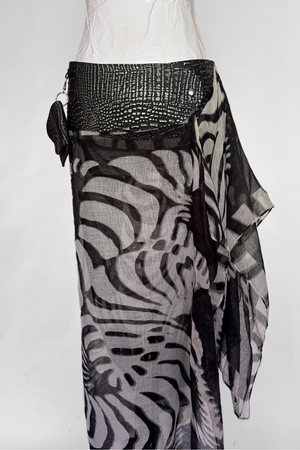 BELTED MINI — BLACK CROC / MIDNIGHT DRAPE