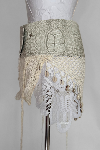 Load image into Gallery viewer, BELTED MINI — WHITE CROC / PEARL
