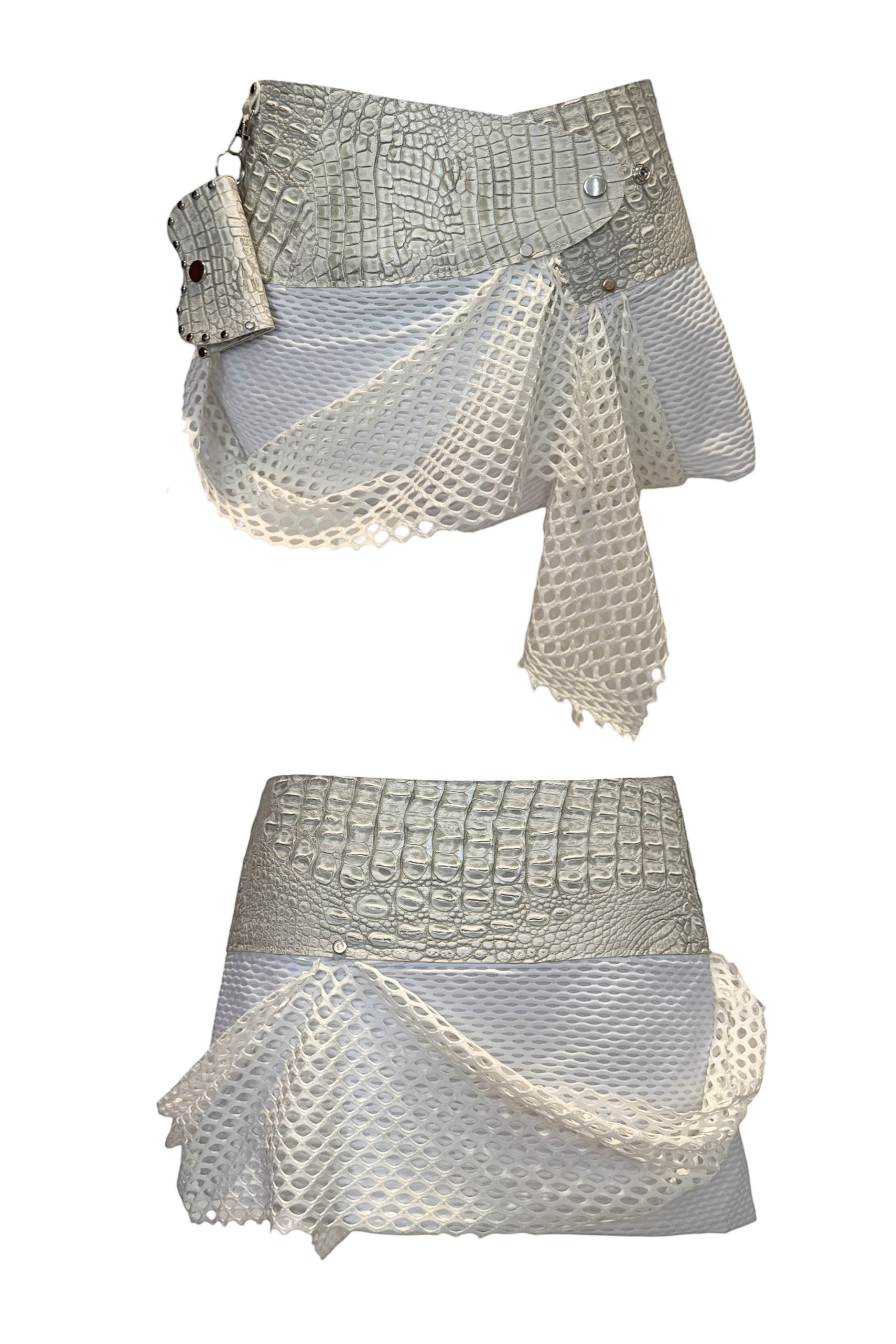 BELTED MINI — WHITE CROC / MESH