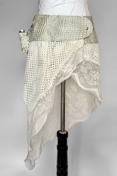 Load image into Gallery viewer, BELTED SKIRT — SILVER CROC / TIL DEATH

