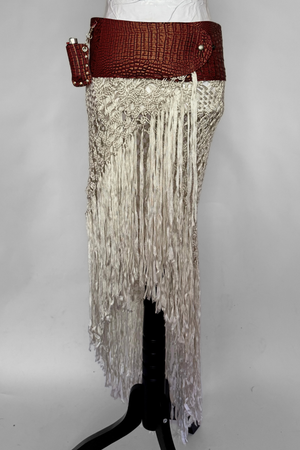 BELTED MINI — RED CROC / ANTIQUE FRINGE
