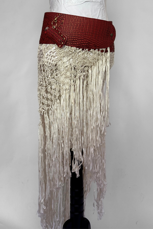 BELTED MINI — RED CROC / ANTIQUE FRINGE