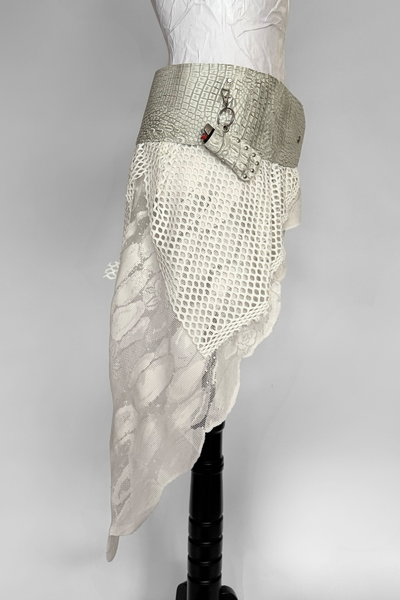 Load image into Gallery viewer, BELTED SKIRT — SILVER CROC / TIL DEATH
