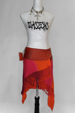 BELTED SKIRT — ORANGE CROC / GOLDEN HOUR
