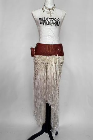 BELTED MINI — RED CROC / ANTIQUE FRINGE