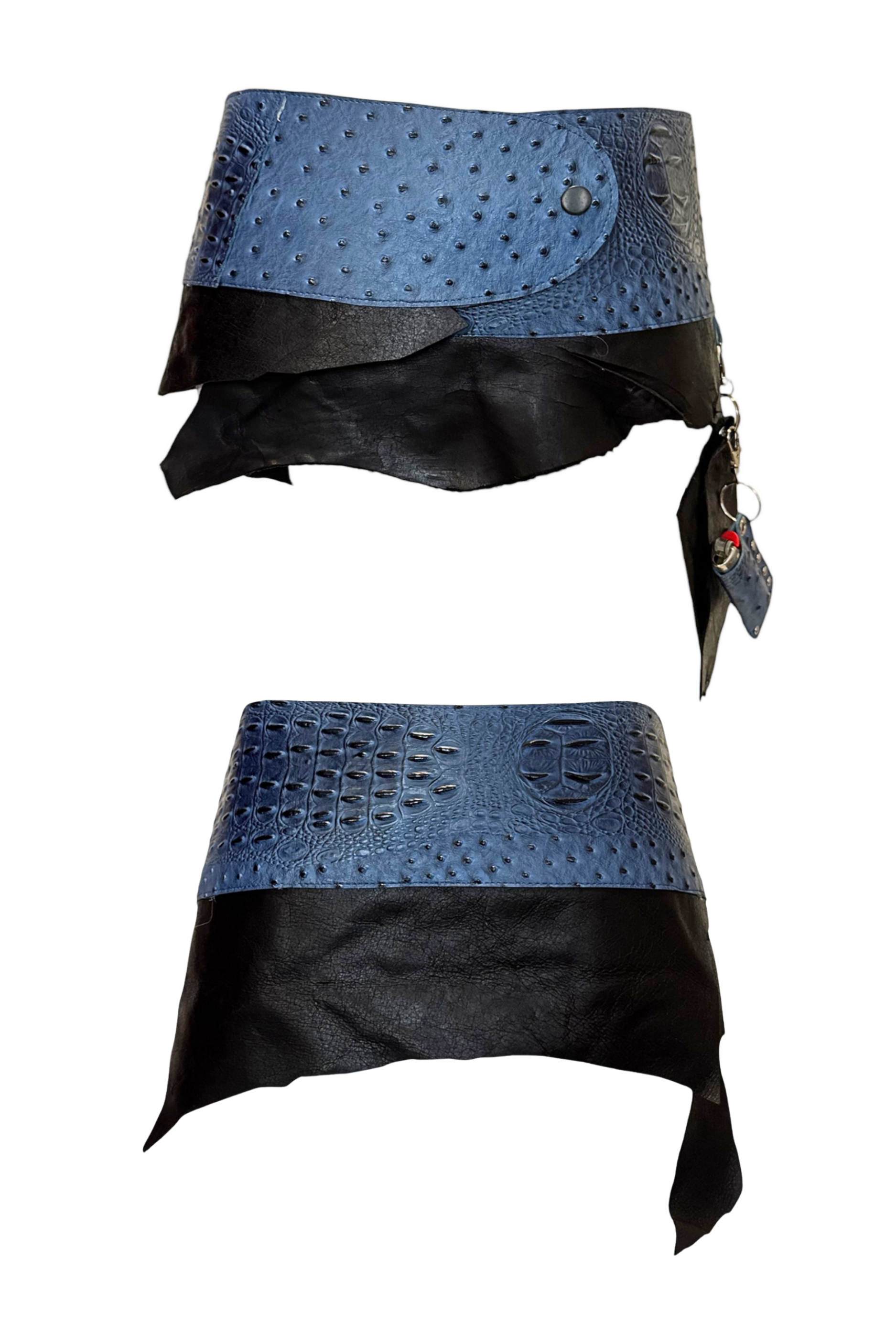 BELTED MINI — BLUE CROC / RECLAIMED LEATHER