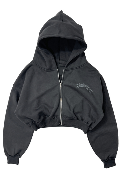 Load image into Gallery viewer, Double Zip Crop Hoodie
