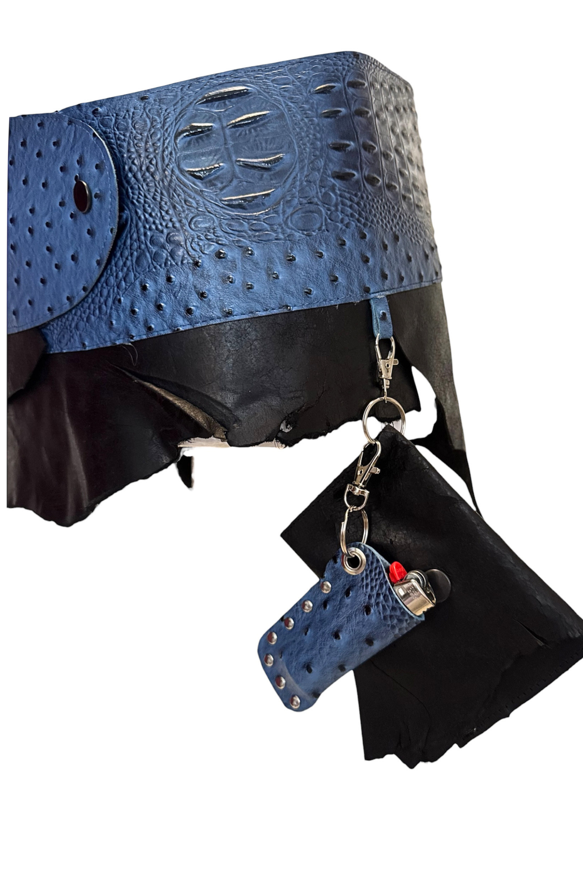 BELTED MINI — BLUE CROC / RECLAIMED LEATHER