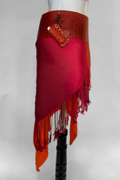 Load image into Gallery viewer, BELTED SKIRT — ORANGE CROC / GOLDEN HOUR
