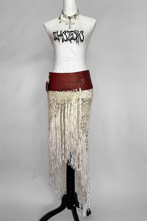 BELTED MINI — RED CROC / ANTIQUE FRINGE
