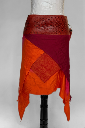 BELTED SKIRT — ORANGE CROC / GOLDEN HOUR