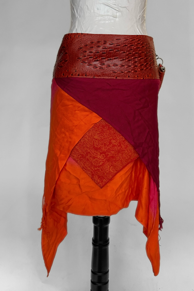 Load image into Gallery viewer, BELTED SKIRT — ORANGE CROC / GOLDEN HOUR
