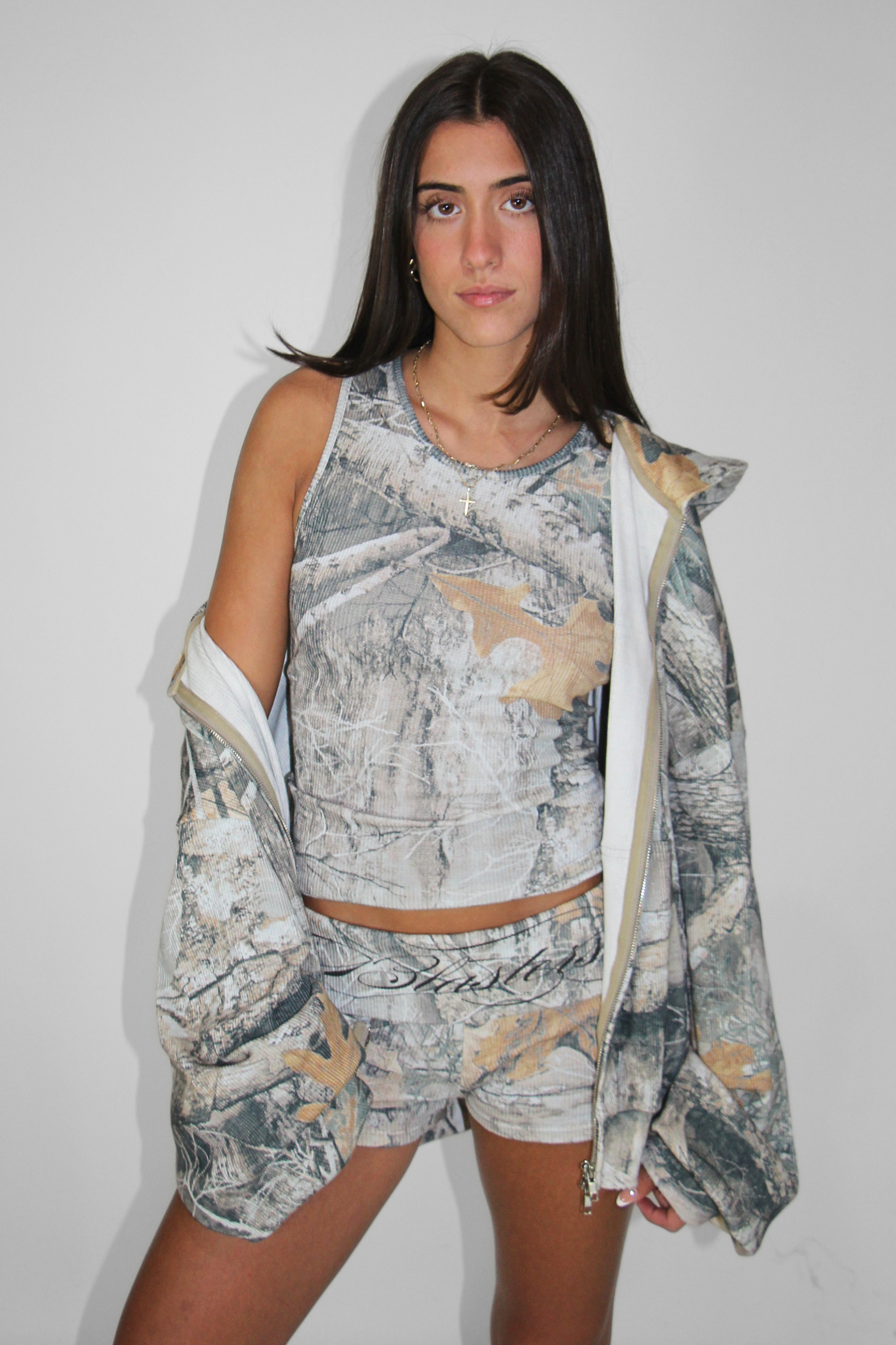 Waffle Knit Mini Short in Camo