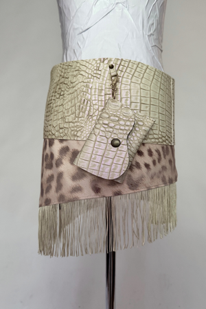BELTED MINI — IVORY CROC / MIXED PRINT